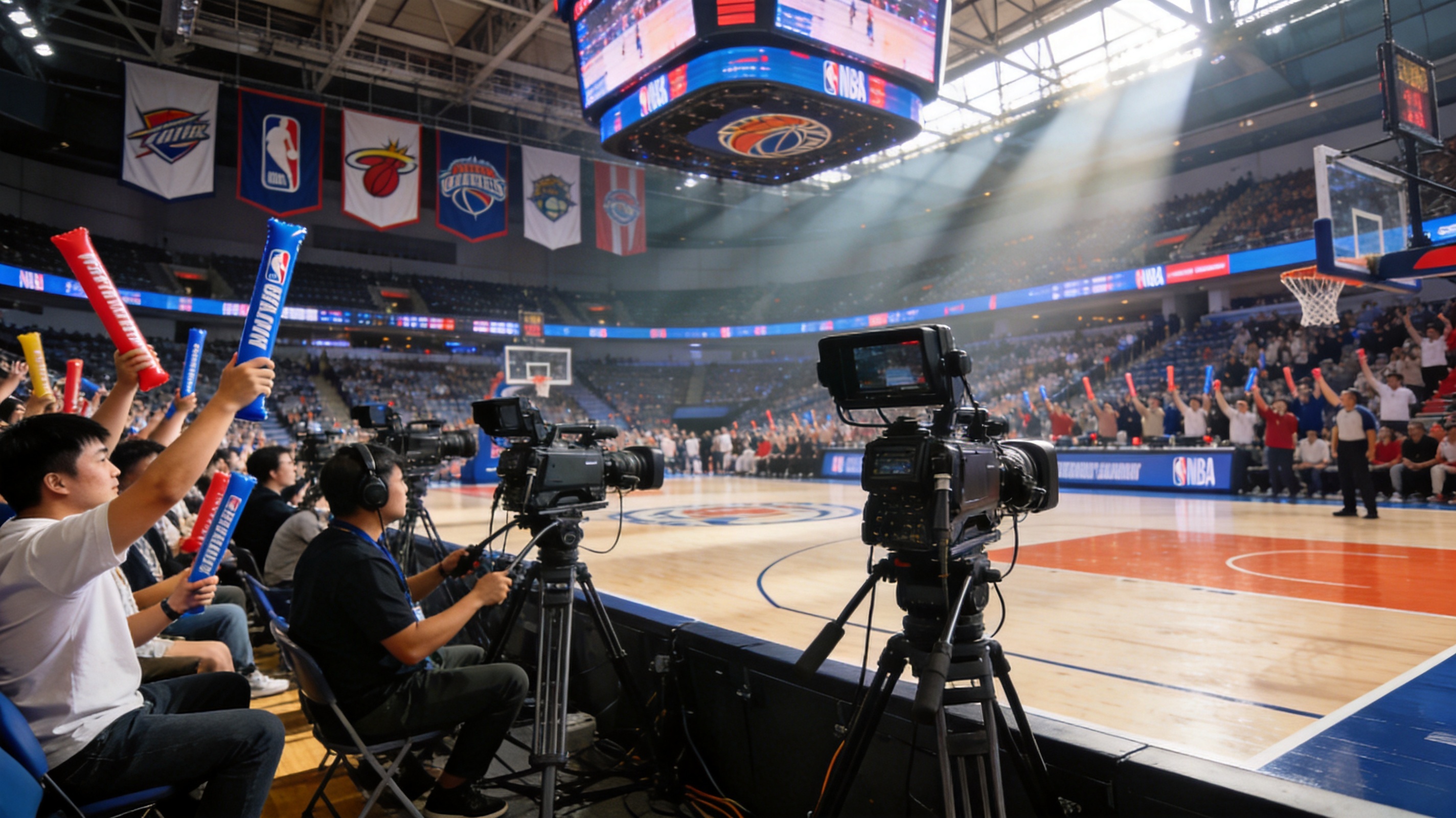 NBA篮球赛事现场，展示篮球比赛直播内容
